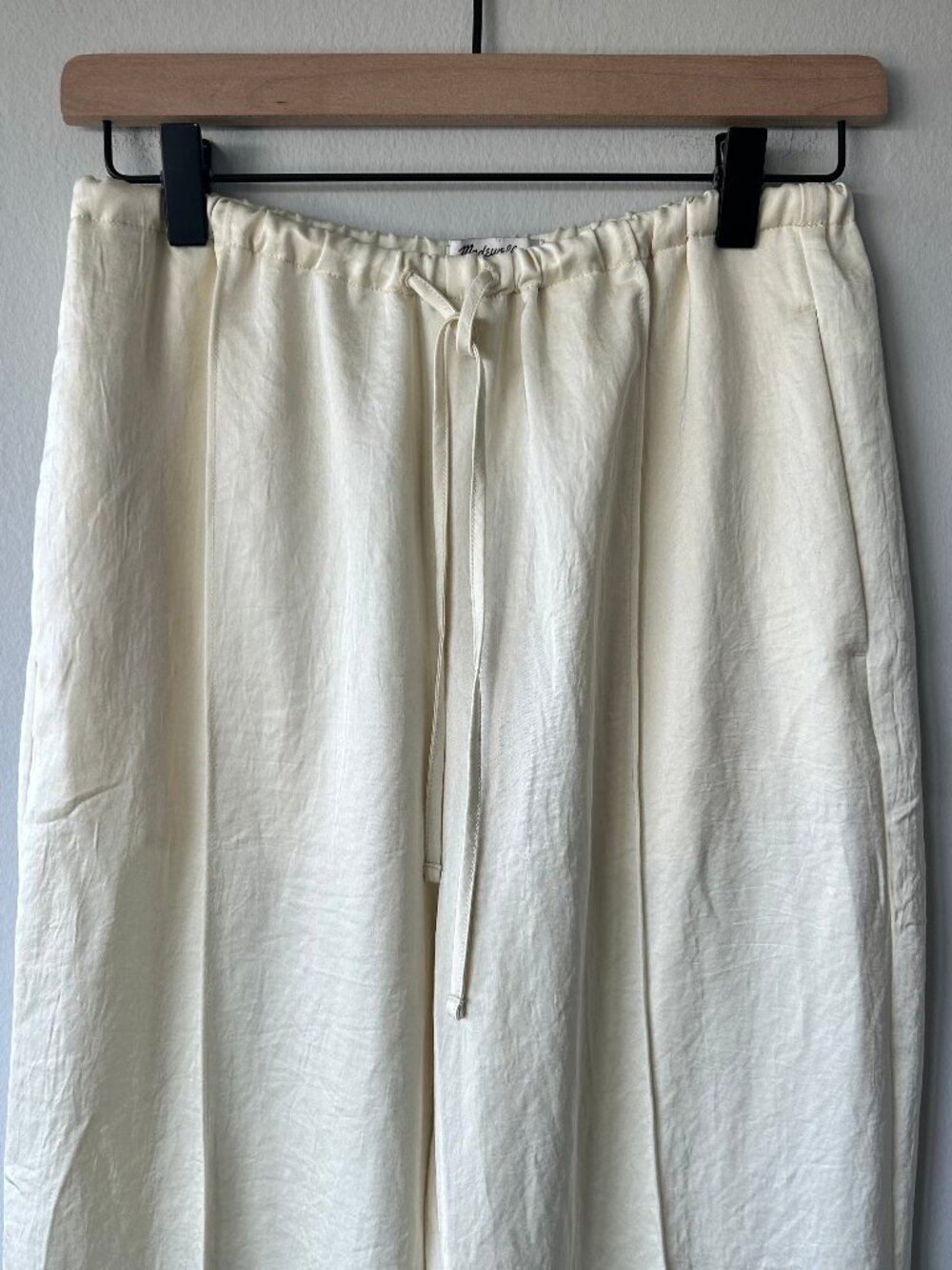 Madewell Pull-On Wide Leg Pants Butter Yellow Pintucked Satin Pant XS - Picture 2 of 9